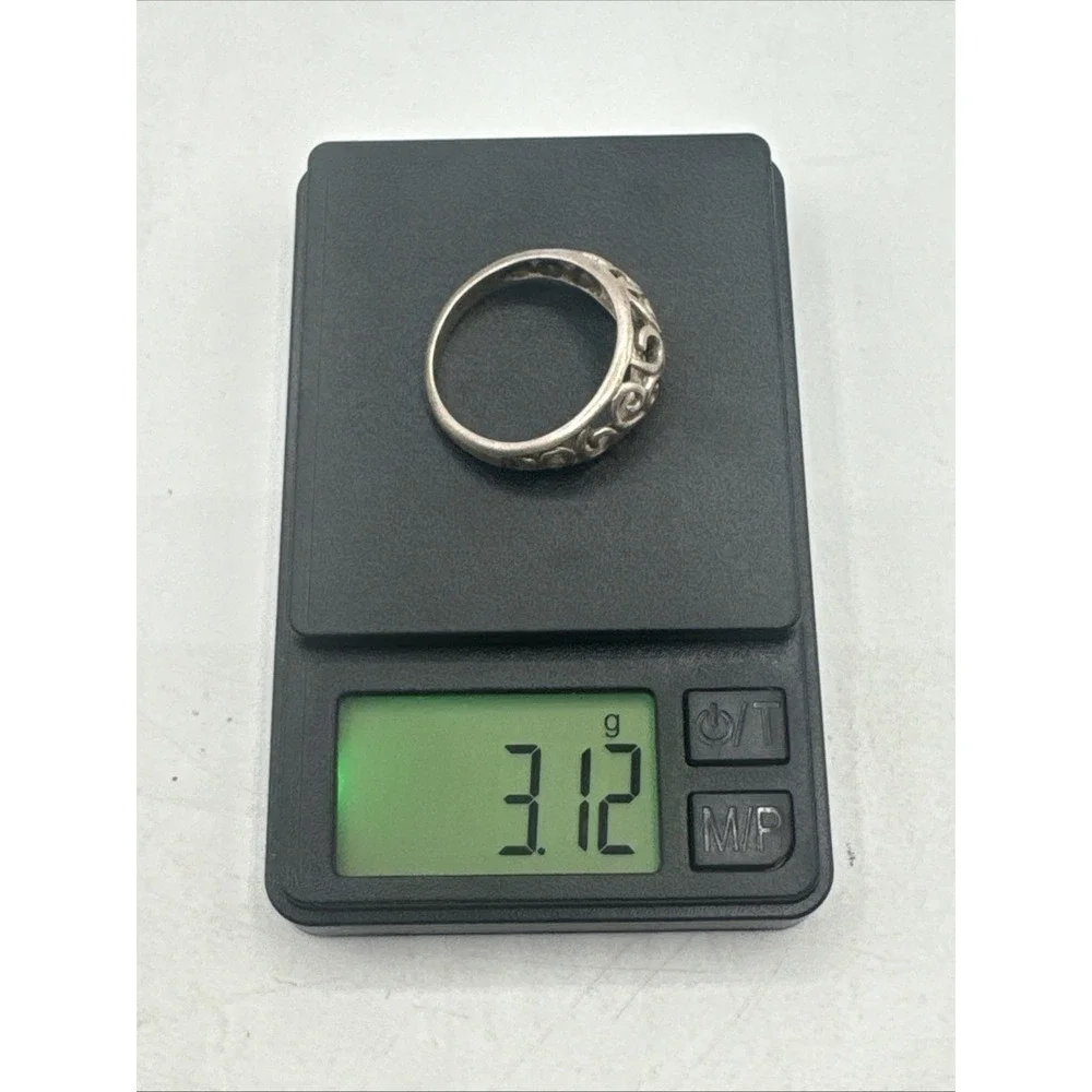925 Sterling Silver Vintage Filigree Band Ring Size 10 Weighs 3.1g Marked NV
